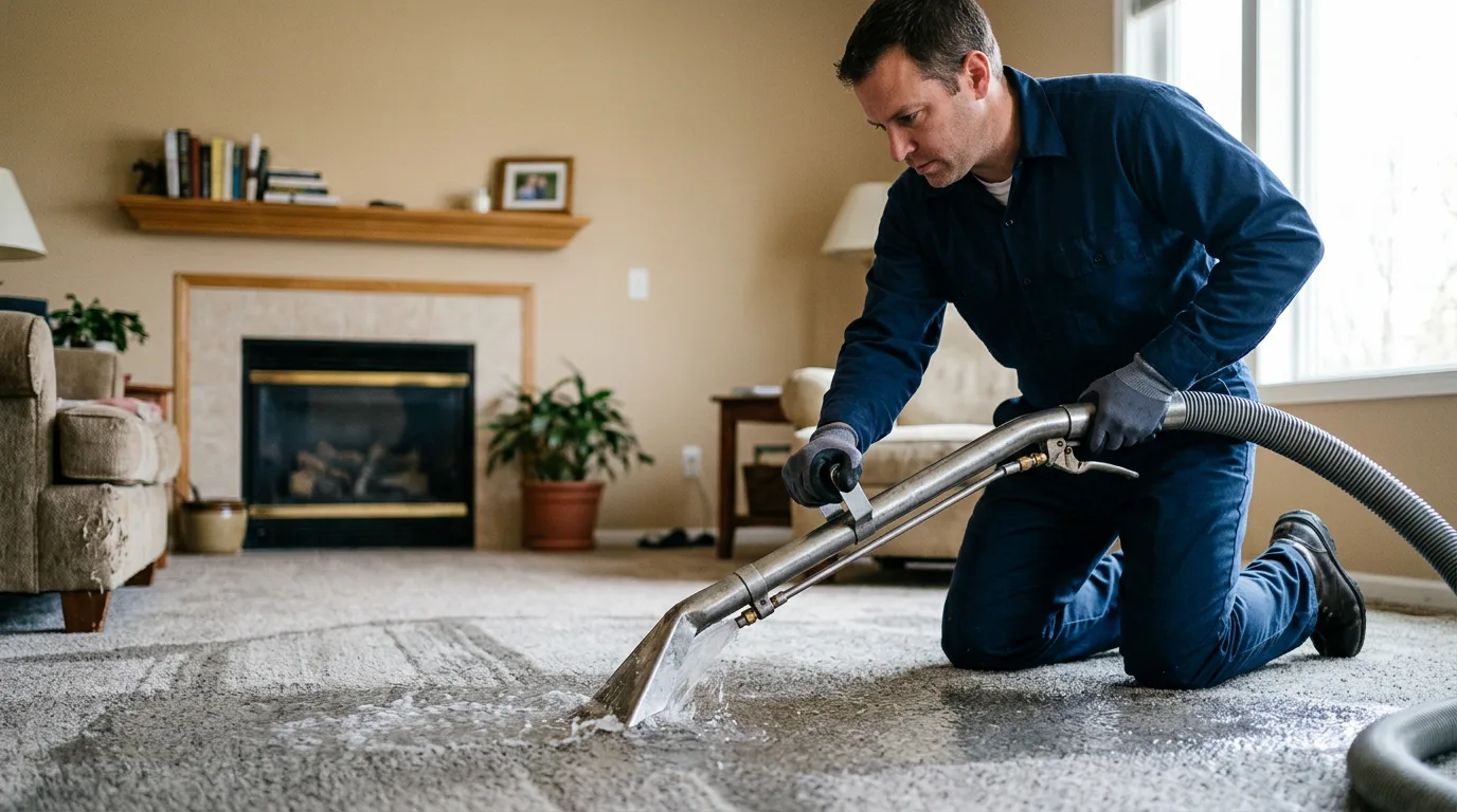 Water damage restoration technician working near Cave City, AR